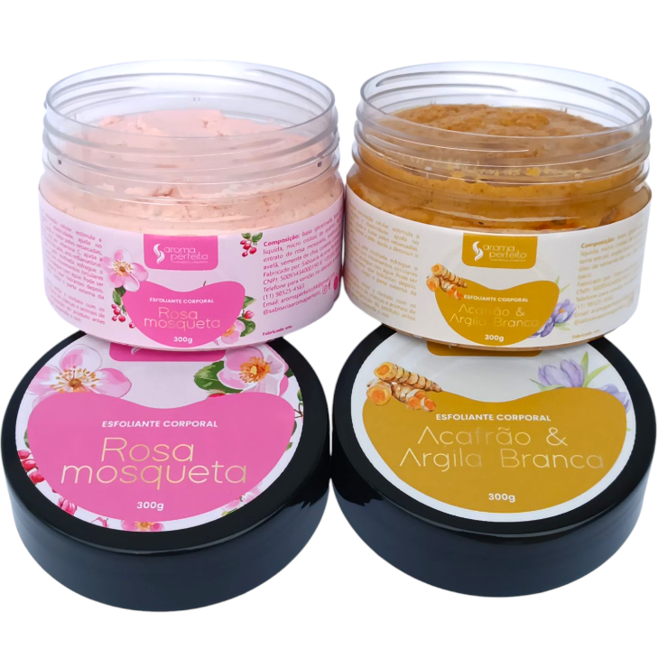Kit Esfoliante Corporal 1 Açafrão e 1 Rosa Mosqueta 300g