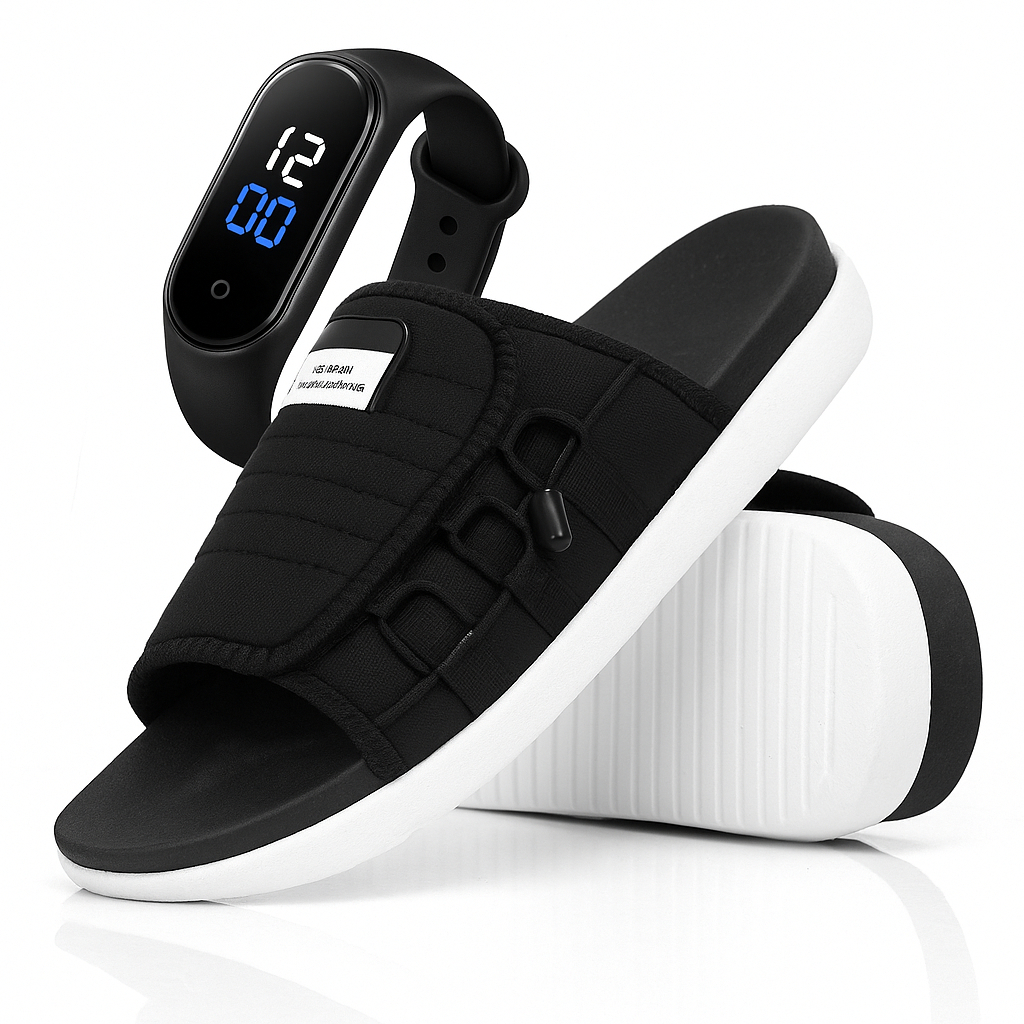 Chinelo Slide Nuvem AS 2.0 Conforto Ergonômico + Relógio - Envio Imediato!