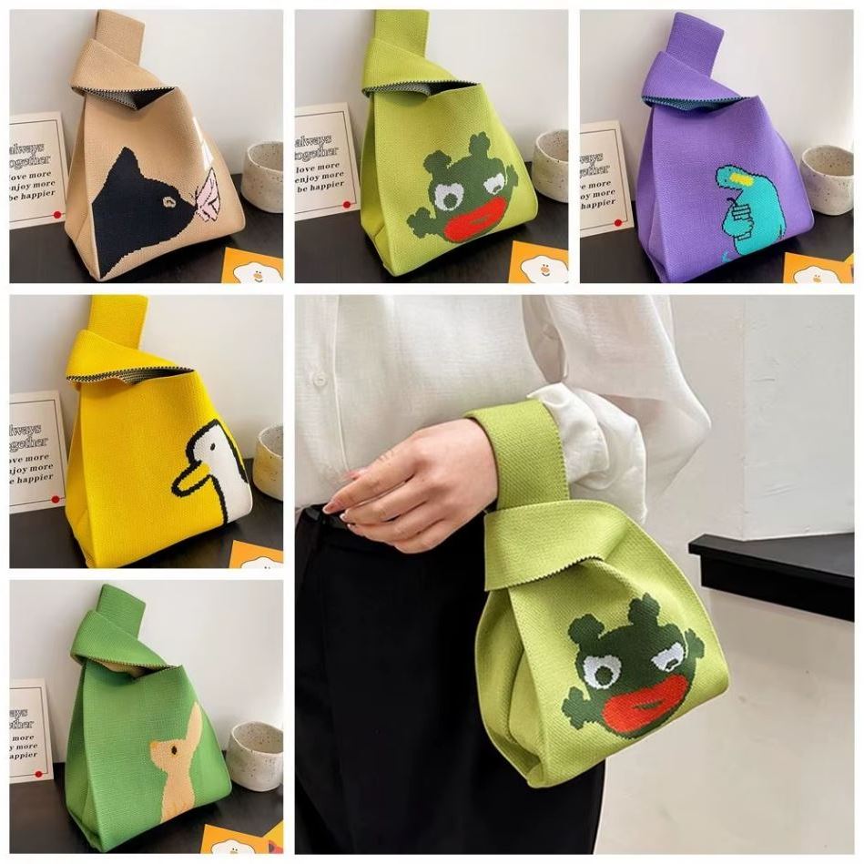 Bolsa de Mão Croché Desenho Fofo Para Instax Câmera Livros