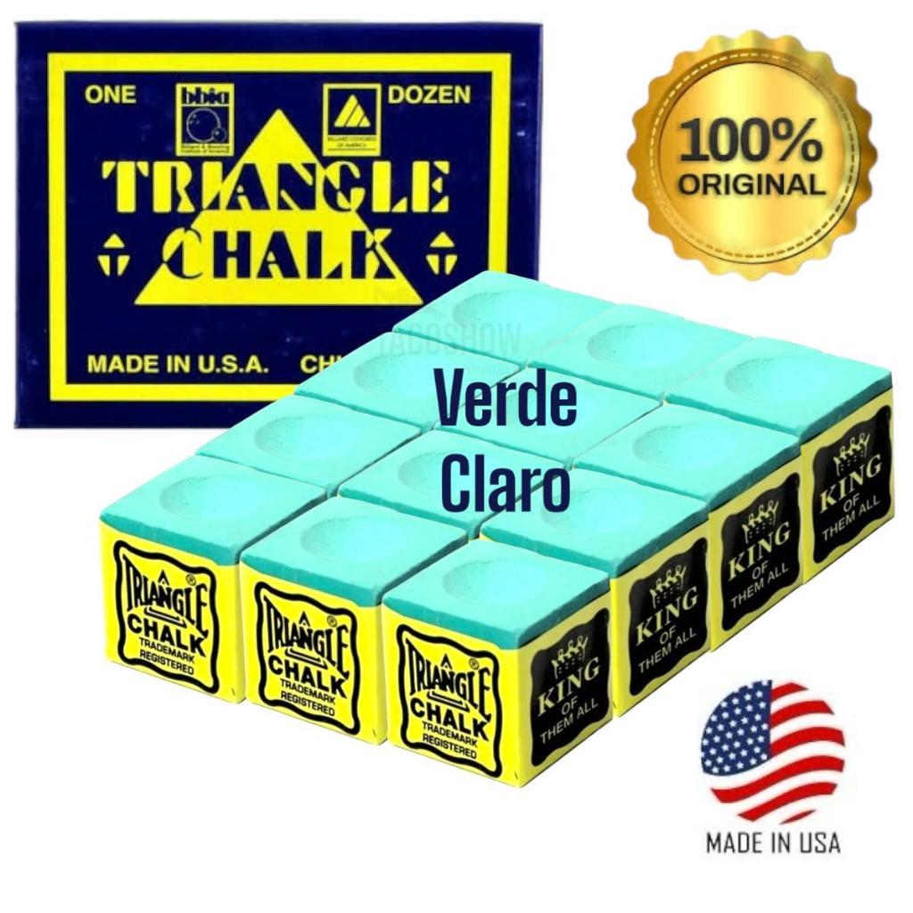 Giz de Sinuca Triangle King Verde Claro Original Importado EUA para Taco Sola Couro Bilhar