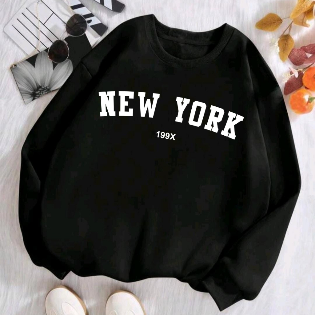 Moletom Gola Careca Suéter Estampado New York 199X Unissex New York