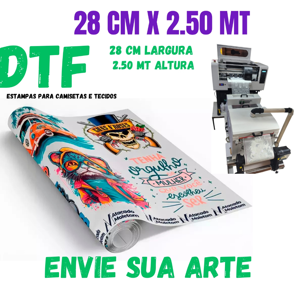 DTF Impressão Alta Qualidade Para Estamparia Blusas Qualquer Tecido 2.50 METROS por 28 CM Envio 24hs