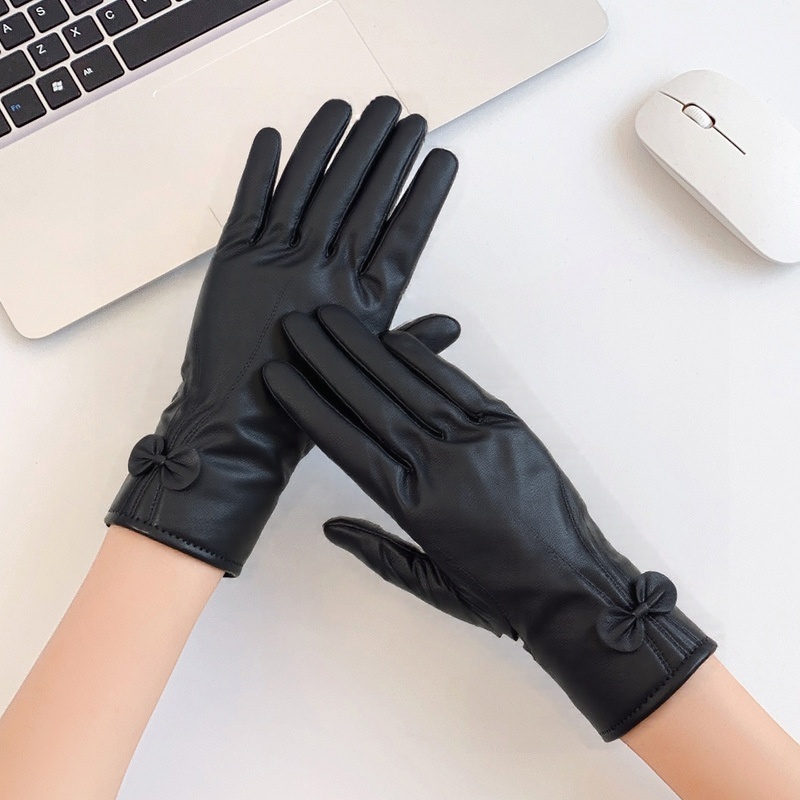 Luvas Femininas De Couro Com Touch Para Inverno/Forro Flexível