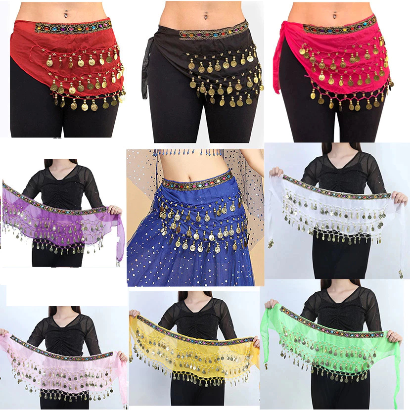 Lenço Dança Do Ventre Com /Sem Pedras e Moedas De Quadril Várias Cores canalva