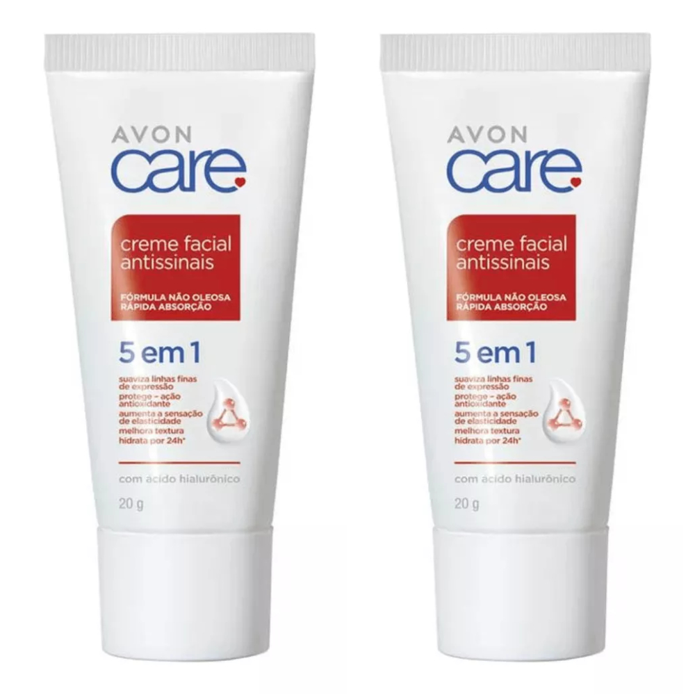 Combo 2un Creme Facial Avon Care Antissinais 5 Em 1 Mini 20g