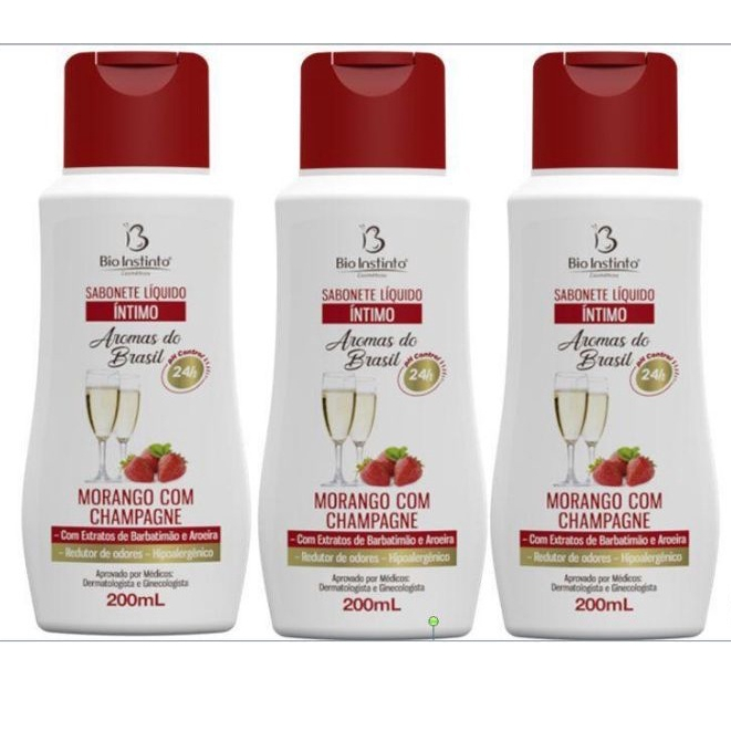 Sabonete Líquido Íntimo Aromas do Brasil Morango com Champagne 200ml 3 unidades