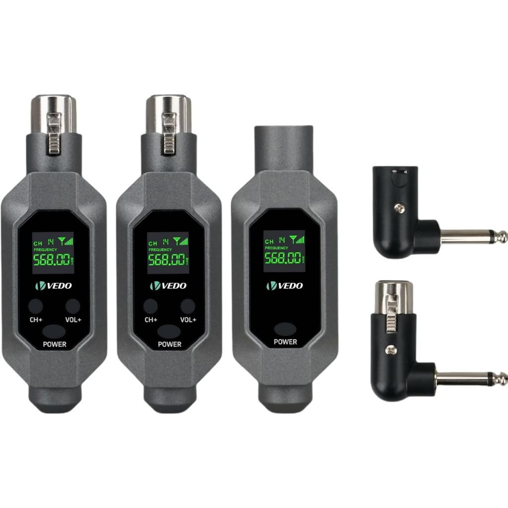 VEDO 2 em1 Conversor De Microfone Sem Fio 2.4G Transmissor e Receptor de Microfone XLR Para Micr Dinâmico Audio Mixer