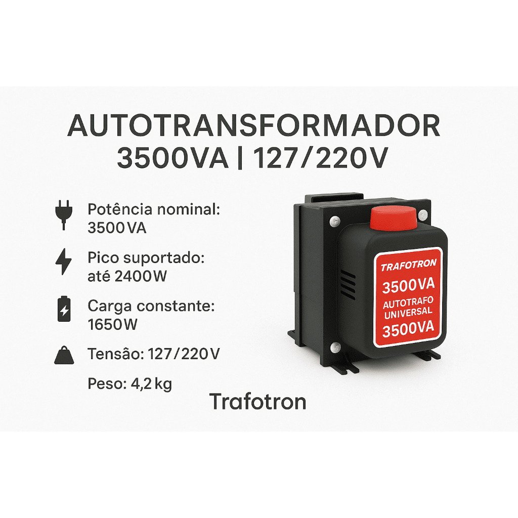 Transformador de Energia 3500va 110 220 bivolt Ar 9000btus Split