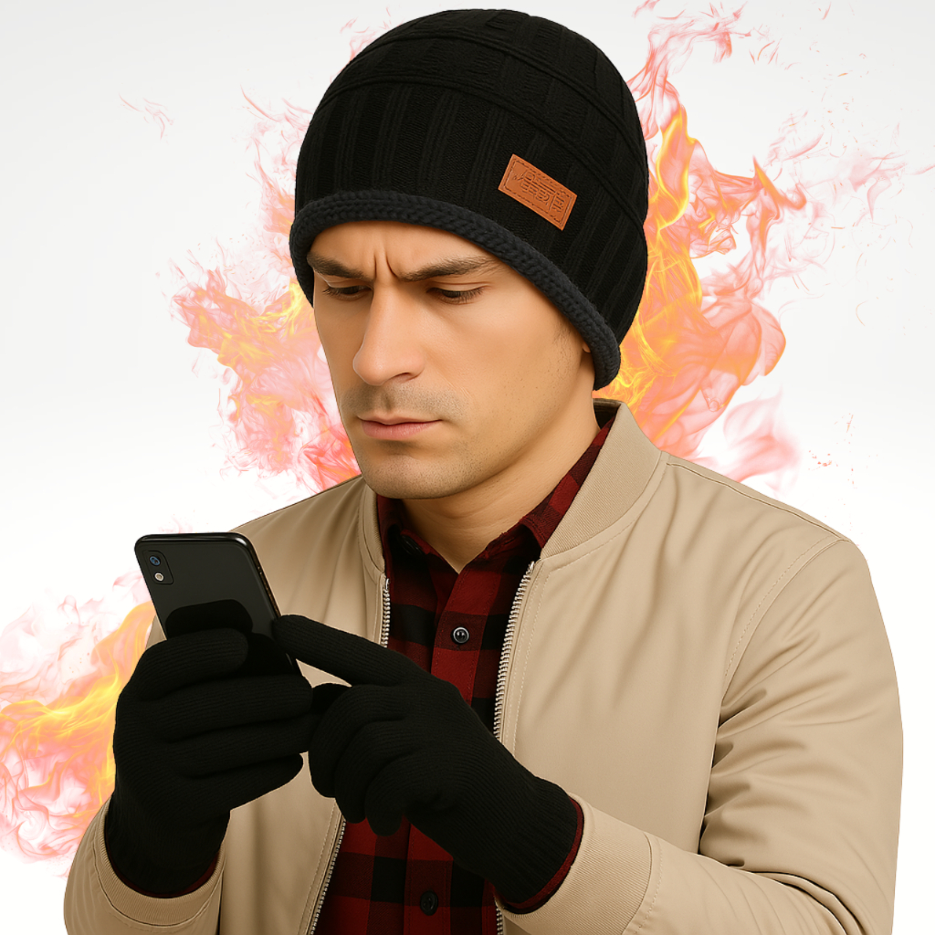 Kit Touca Gorro Lã Forrada + Luva Touch Mexer Celular Tablet Confortável Masculino Feminino