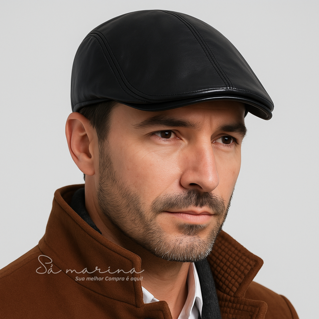 Boina Masculina Classica Italiana em Couro na Promoção