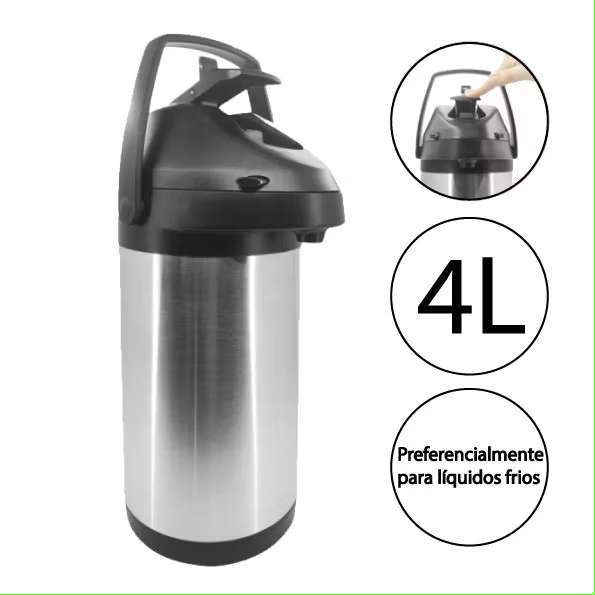Garrafa Térmica Inox Café Água Restaurante 4 Litros Tereré Mantenha Quente E Frio