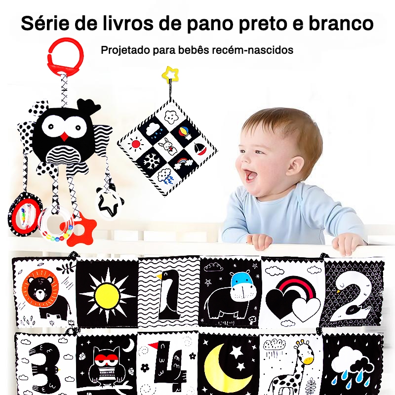 【BR local】Livro De Pano Macio Para Bebês Enfeite Para Carrinho Alto Contraste Sensorial Brinquedos