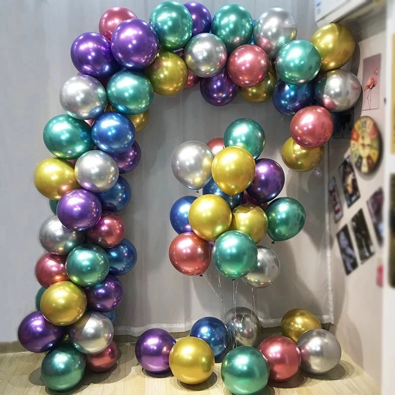 Balão Bexiga Metalizado 10 Polegadas 50 Unidades Festa Aniversário Decoração Enfeites