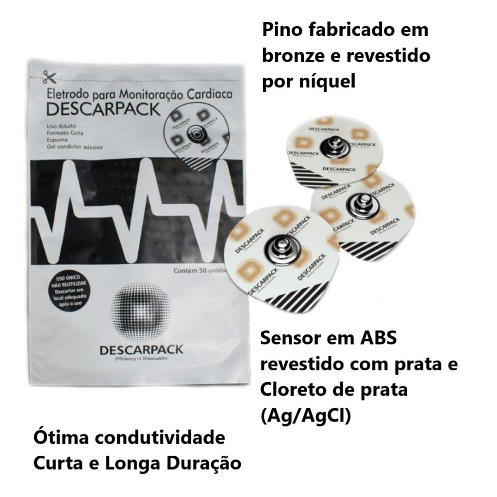 Eletrodos ECG para Monitoramento Cardíaco - Pacote com 500 Unidades Descarpack: Precisão e Confiabilidade