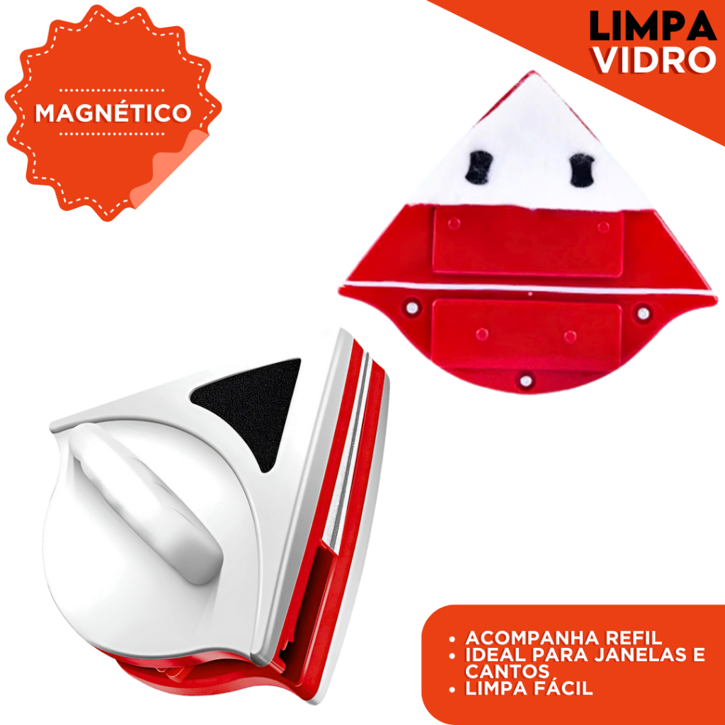 Limpador De Vidro Magnético - Dupla Face C/ Super Imã Mágico - BNVT