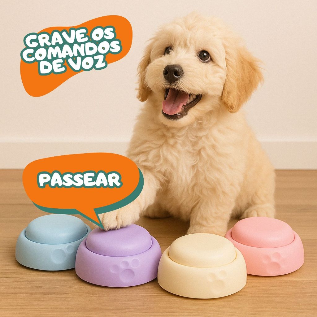 Botão Gravador para Adestramento Cachorros e Gatos Treinamento Cognitivos PETYC 4un Comando de Voz