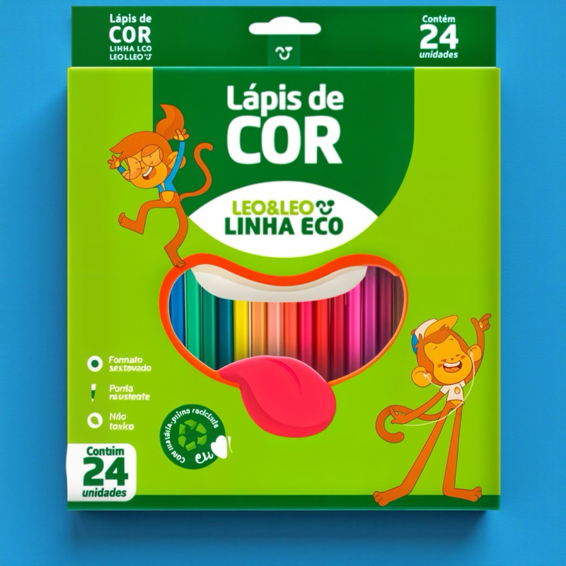Lapis De Cor Eco Sextavado ou Redondo Leo&leo 24 Cores-1 Unidade