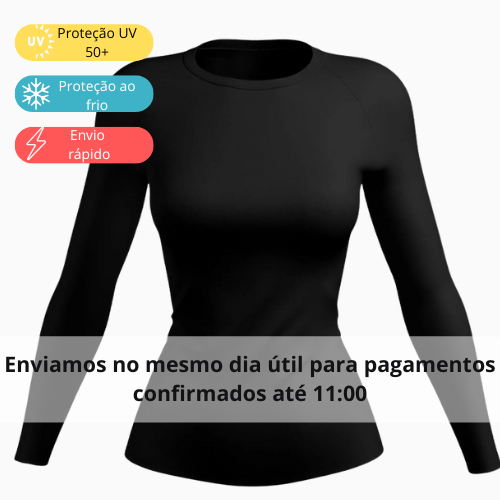 Camisa Feminina Proteção Solar Uv+50 Camiseta Segunda Pele Térmica Longa Moda Inverno Verão Promoção Blusa F7 NEW STYLE