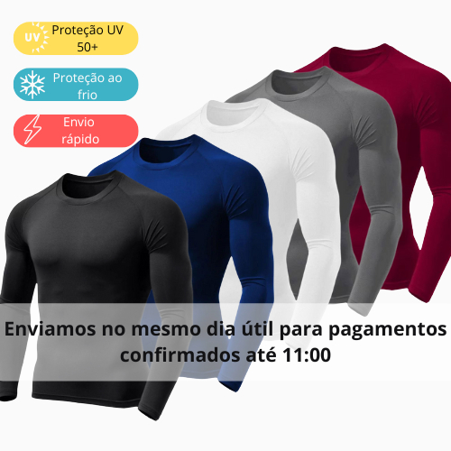 Kit 3 Camisa Térmica Masculina Proteção Uv 50+ Segunda Pele Camiseta Blusa Malha Fria Academia Manga Longa F7 NEW STYLE