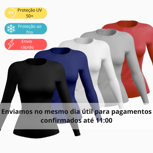 Kit 4 Camisas Térmicas Feminina Proteção Uv 50+ Segunda Pele Camiseta Blusa Malha Fria Academia Manga Longa F7 NEW STYLE
