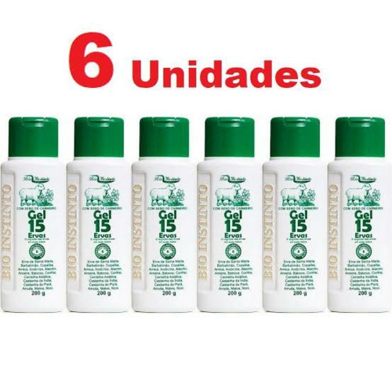 Gel Desodorante Massageador 15 Ervas 200g - 6 unidades