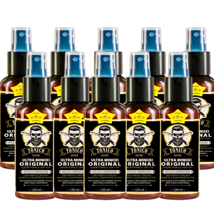KIT 10X Tônico Ultra, cabelo, barba e sobrancelha