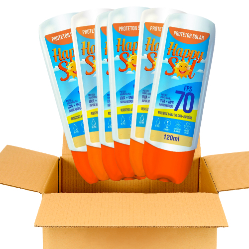Kit 6 Protetor Solar Fps 70 Facial e Corporal C/ TOQUE SECO