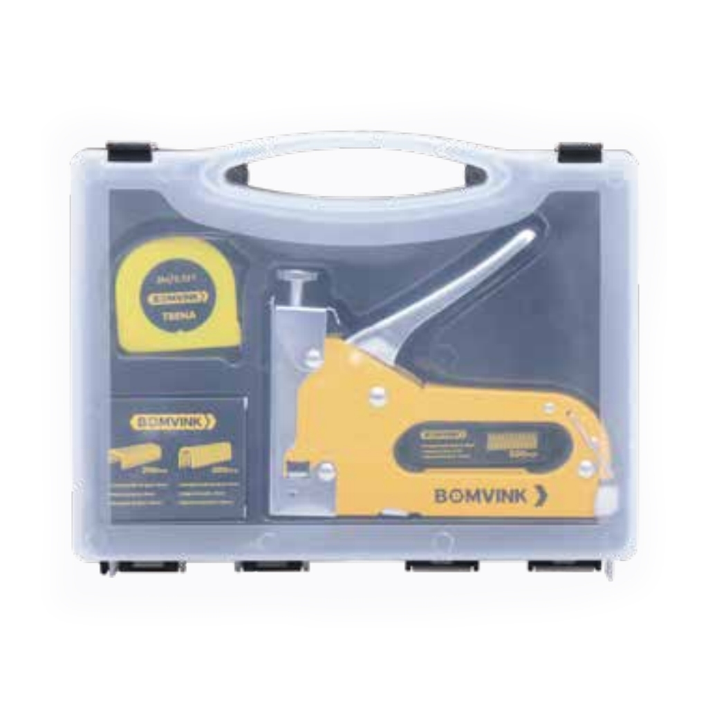 Grampeador Tapeceiro com Trena 2 Metros + 1000 Grampos e Maleta