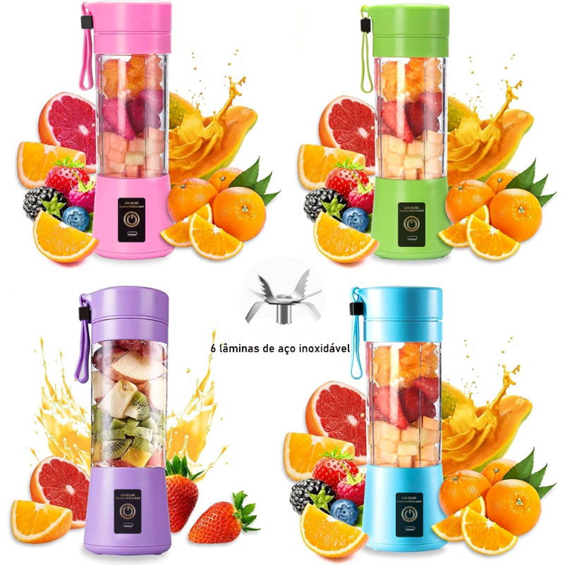 Mini Liquidificador Portátil Juicer 6 Laminas + Cabo USB Envio Imediato 110V/220V universal 380ML