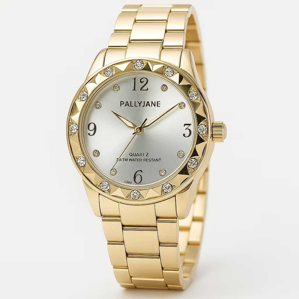 Relógio Feminino Dourado Banhado a Ouro 18k A Prova D'água Quartzo em Aço Inoxidável Pallyjane Guke