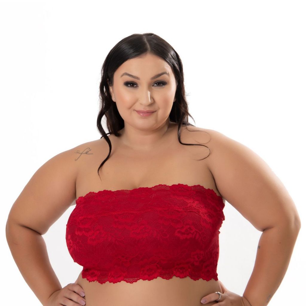 Sutiã Faixa 50 ao 60 Plus Size Sem Bojo em Renda – Tomara que Caia SEM Alças e Conforto Extra
