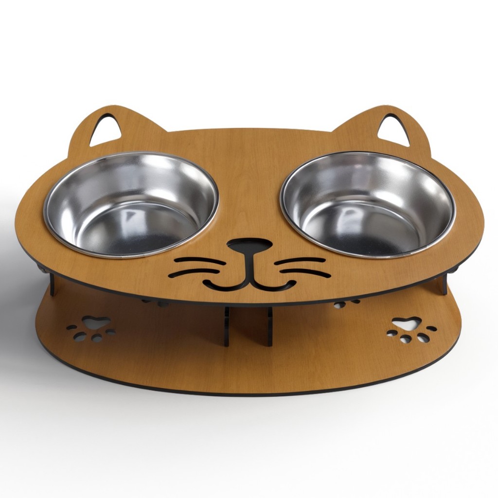 Comedouro Bebedouro Pet Reforçado 4mm Gato Personalizado MDF Premium Potes Plástico Ou Alumínio