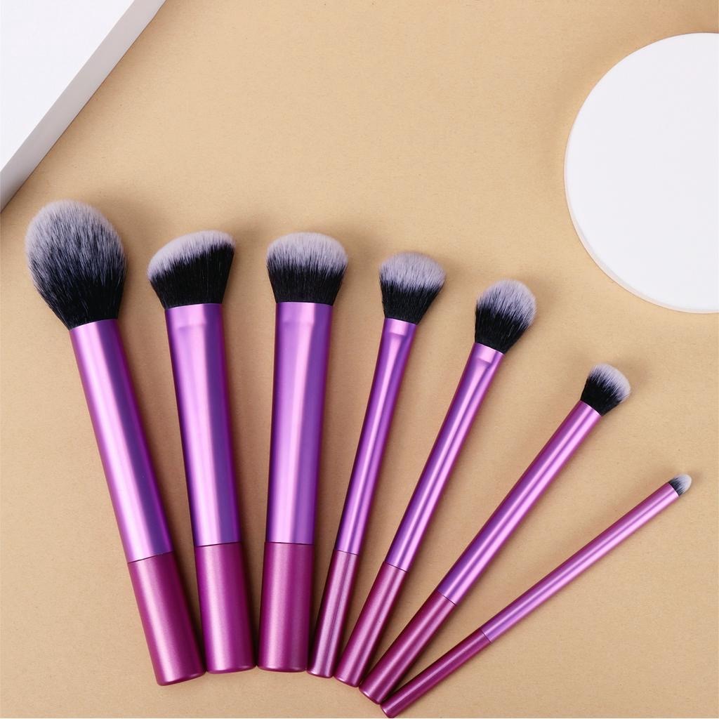 7 Pcs Conjunto de Escova de Maquiagem Púrpura com Escova de Pó Solto e Sombra
