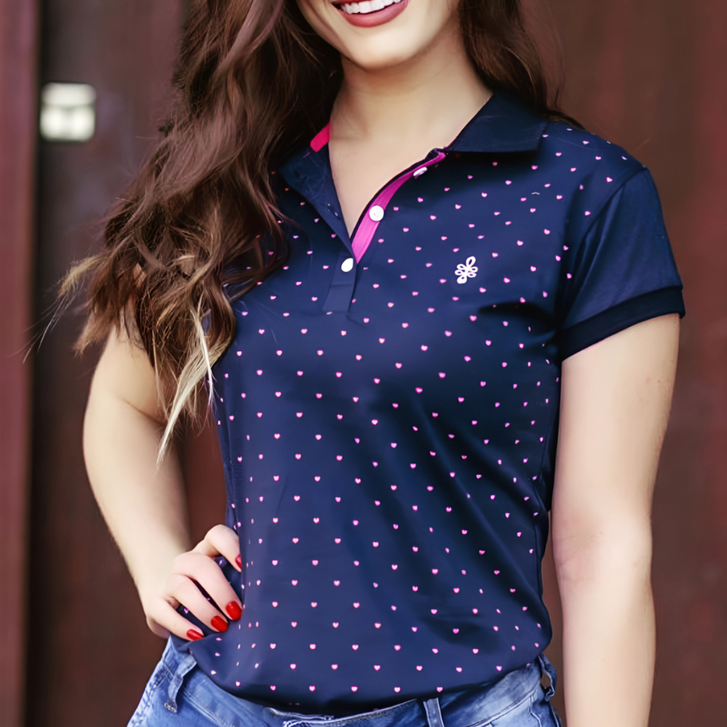Camisa Gola Polo Feminina Baby Look Manga Curta Original