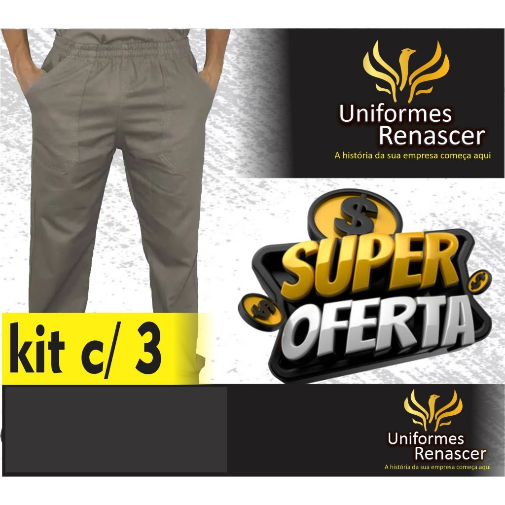KIT DE 3 CALÇAS DE SARJA BRIM REFORÇADAS  USO PROFISSIONAL