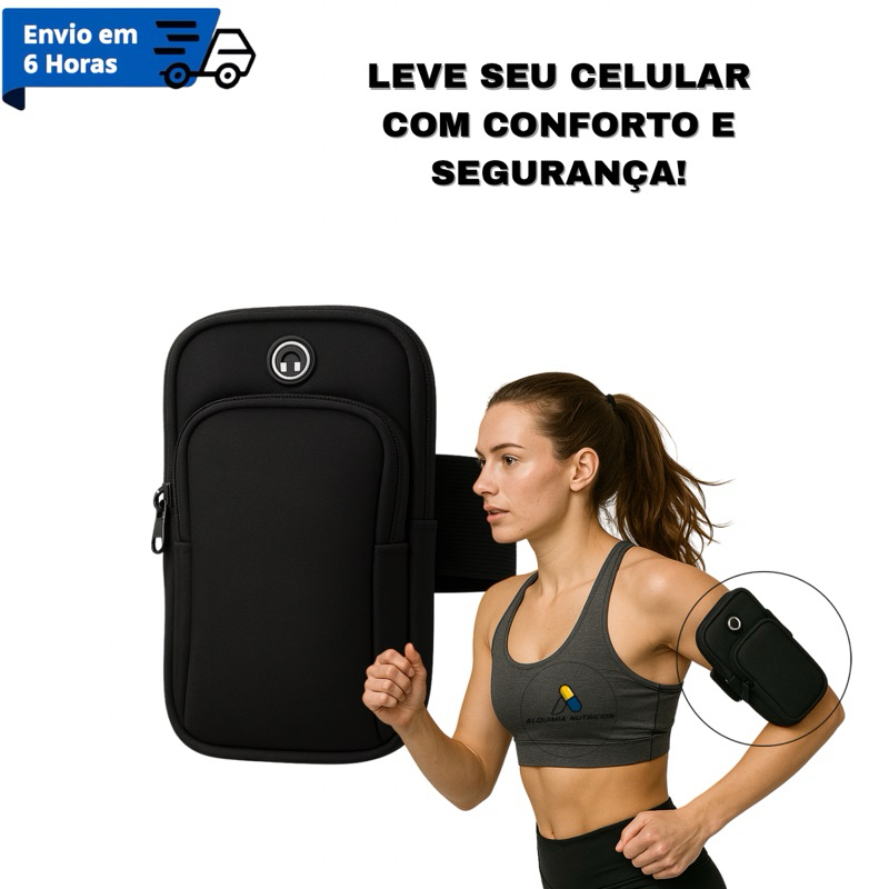 Braçadeira Celular Esportiva Impermeável | Academia Corrida Fitness | Ajustável Unissex