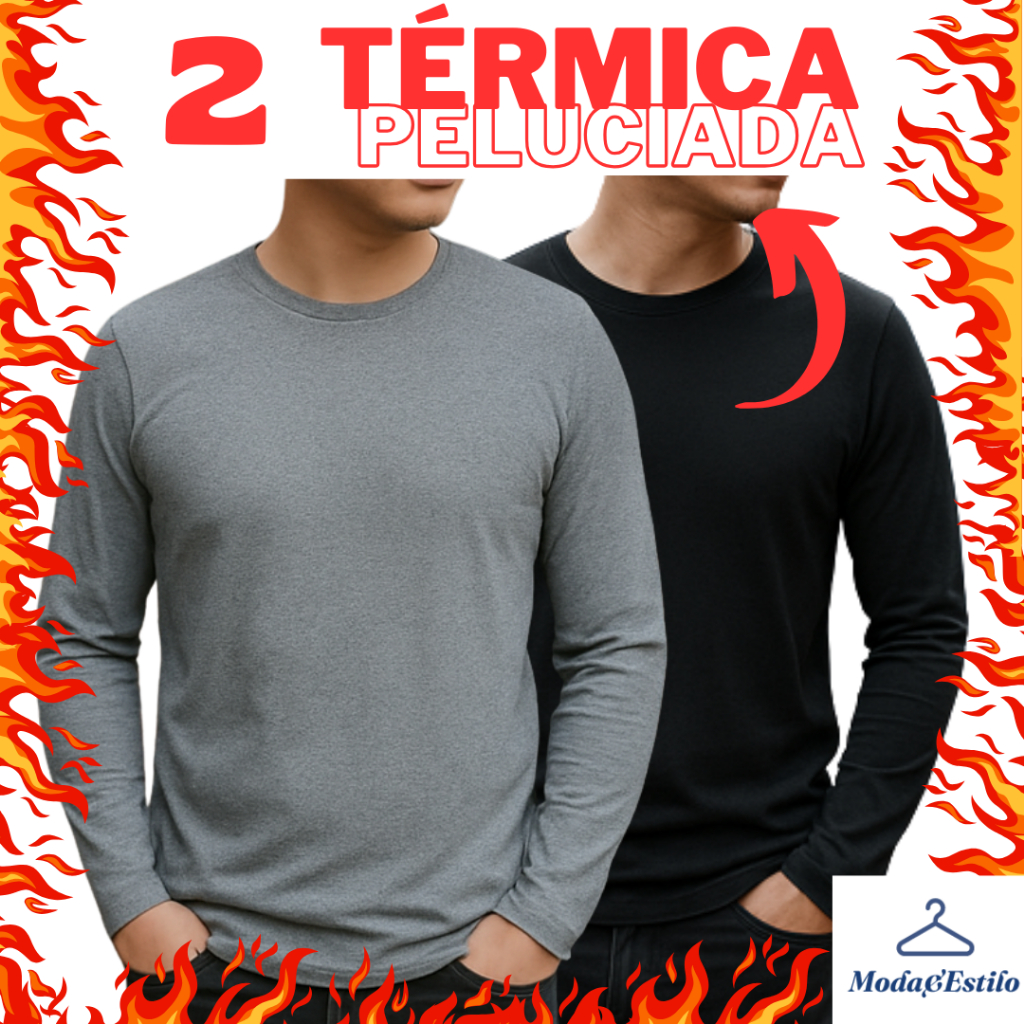 KIT C/2 Blusa de Frio Masculina Segunda Pele Térmica Pelúcida Inverno Manga longa