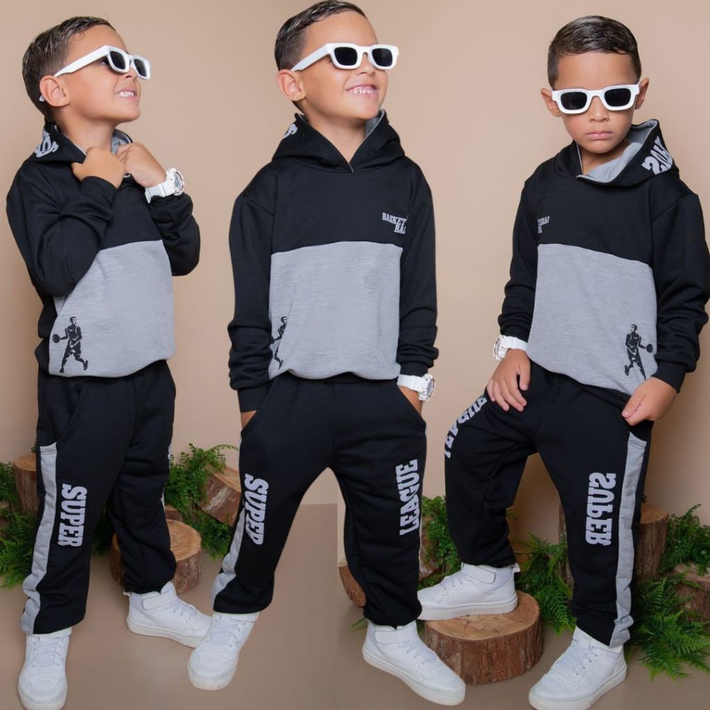 Conjunto Infantil Menino MOLETINHO Meia Estação Inverno Lançamento  Blusa e Calça do 2 ao 14 anos