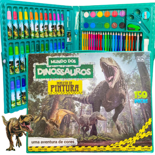 Kit Escolar Menino Menina Infantil Maleta Pintura 150 Peças Mundo Dinossauro Unicónio Sereia