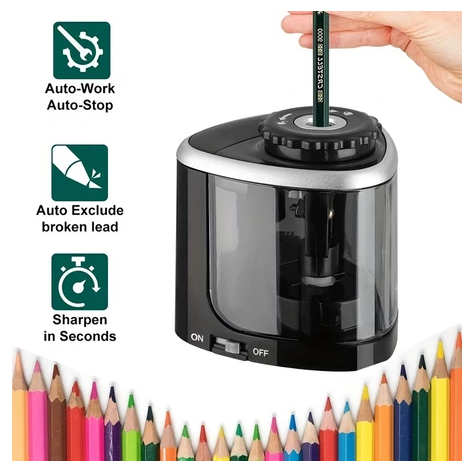 Afiador De Lápis Elétrico De Mesa Automático Adequado A (6-8mm) Para Estudantes Papelaria De Escritório Escolar