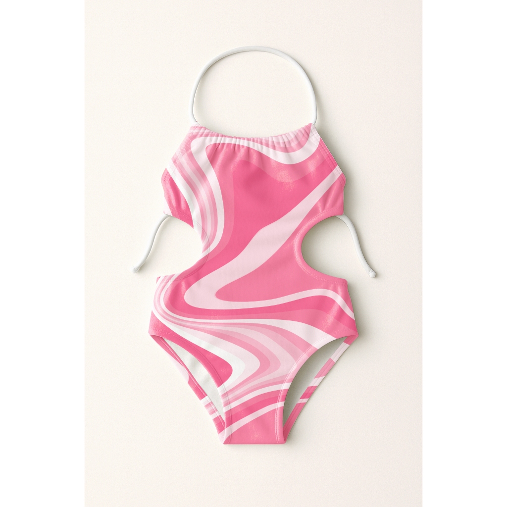 Maiô Infantil Frente Única Menina Feminino Moda Praia Natação Banho Estampas Marmorizadas
