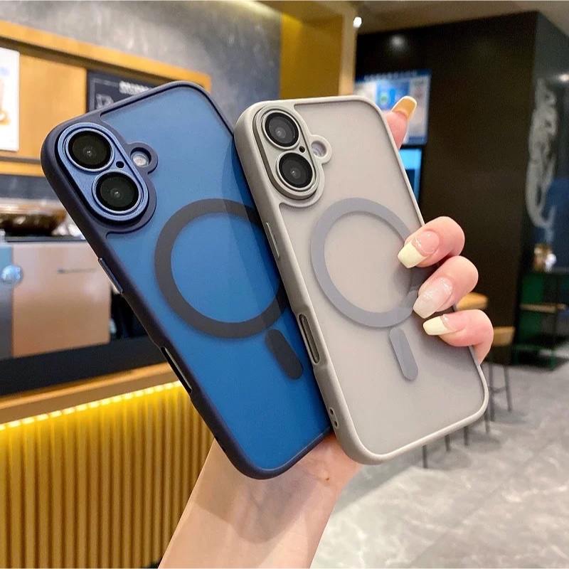 Magnético Luxo Fosco(3)Translúcido Armadura Caso À Prova De Choque Para iPhone 16 15 14 13 12 11 Pro Max 14 15 Plus Mag
