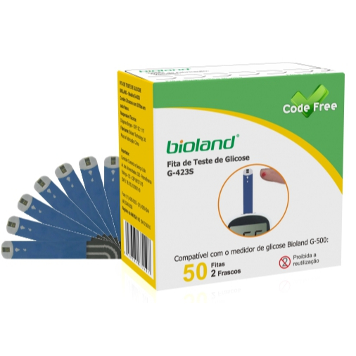 Caixa 50 Fitas de Glicose para Glicosímetro Modelo G-500 / G-425-3 / G-500 Bioland