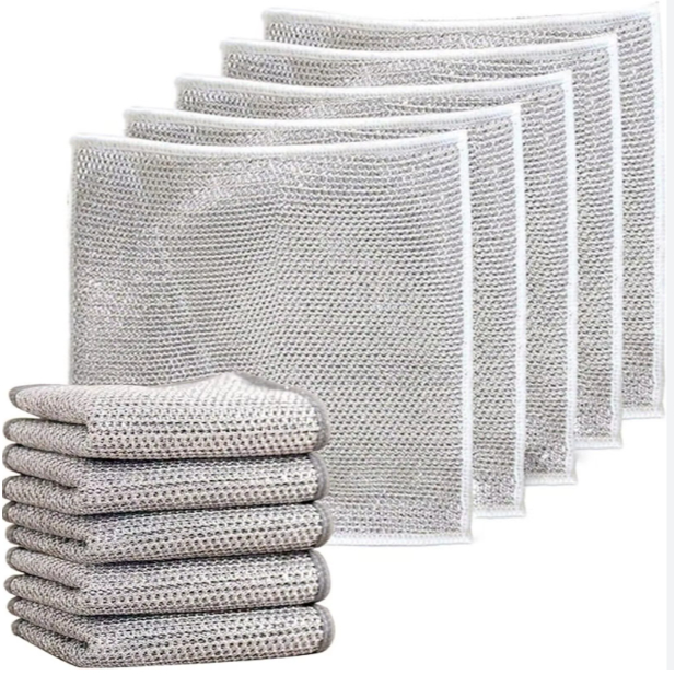 Kit 5 Panos De Limpeza Multiuso Fio Metálico - Malha Não Oleosa - Não Risca - Eficiência & Durabilidade na Limpeza.