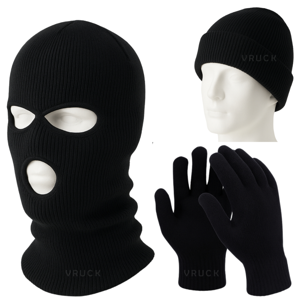 Touca Ninja + Luva Máscara Motoqueiro Lã Térmica Unissex