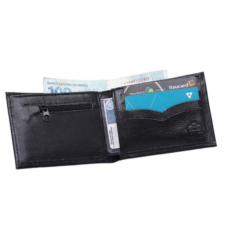 CARTEIRA MASCULINA EM COURO LEGÍTIMO PORTA CARTÕES DOCUMENTOS CEDULAS RESISTENTE PORTA MOEDAS CNH.