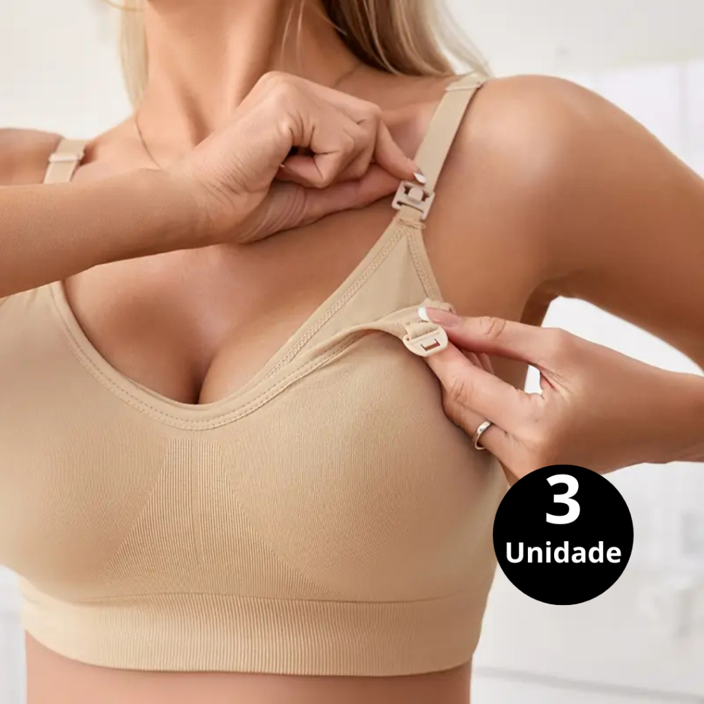 Kit 3 Sutiã Reforçado Lingerie Gestante Soutien Amamentação Pós Parto