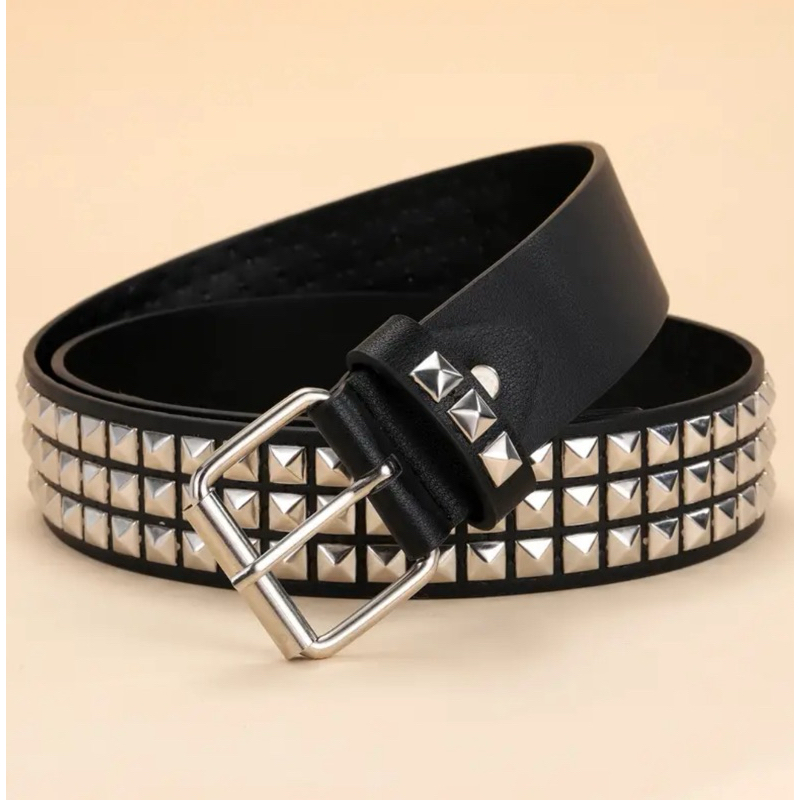 Cinto com Tachas Pretas Estilo Punk Rock gotico com Rebites com Pirâmide de Metalalicas para unissex