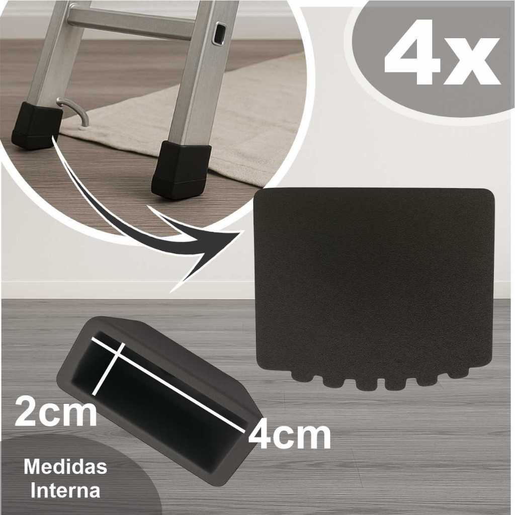 4x Sapata Ponteira De Borracha 20x40mm Para Escada Aluminio