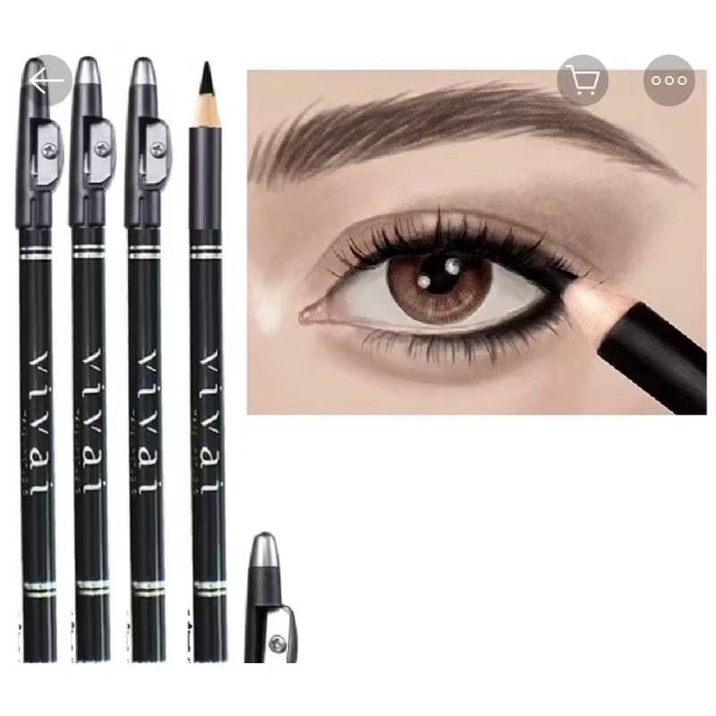 Kit x6 ou x12 Lápis para Olho Preto / Marrom com Apontador VIVAI